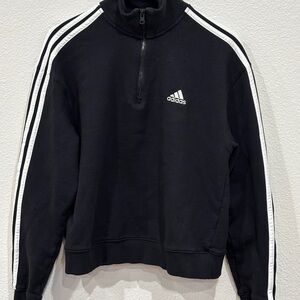 EUC Adidas Women’s Black Sweatshirt with White Stripes - Size L